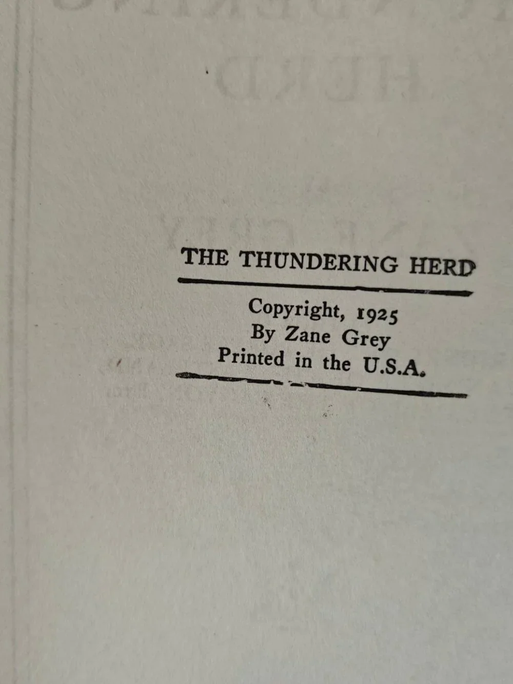 The Thundering Herd Zane Grey 1925 Hardcover Western Fiction Antique